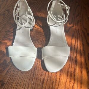 Stuart Weitzman White Minimalist Sandals with Ankle Straps